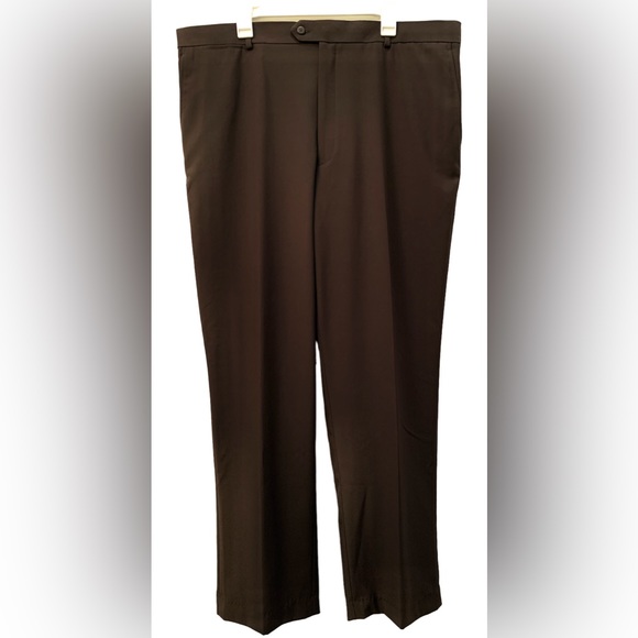 Stafford Performance Pants Men's 42x32 Mocha Brown Flat Front Classic Fit Casual - Picture 2 of 8